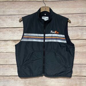 VINTAGE FEDEX STRIPED STAN HERMAN VEST MENS LARGE